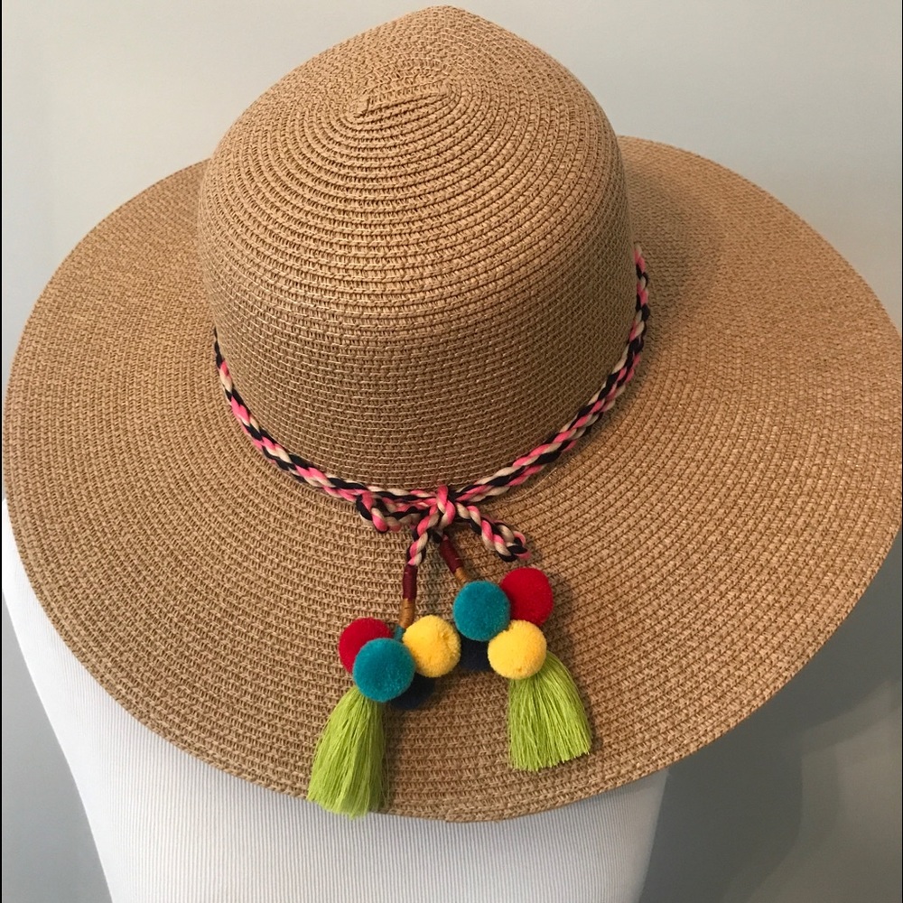 NWT Ann Taylor Loft Straw Floppy Beach Hat